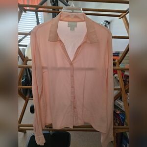 Worthington 100% Silk Light Pink Button-Down Shirt